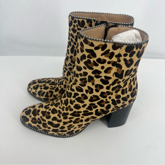 COACH Drea Beadchain Leopard Block Heel Almond Toe Ankle Boots Sz 11 - Picture 7 of 13